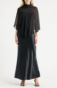 Reformation Lilibeth Silk Charmeuse Slipdress & Chiffon Cape Set