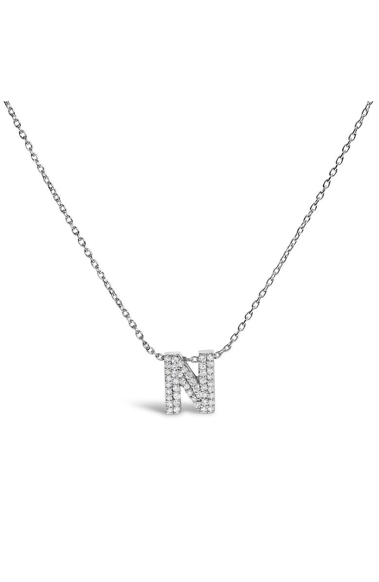 Haus of Brilliance 10K Gold Diamond Accent "A-Z" Initial Bubble Pendant Necklace, Main, color, White | N
