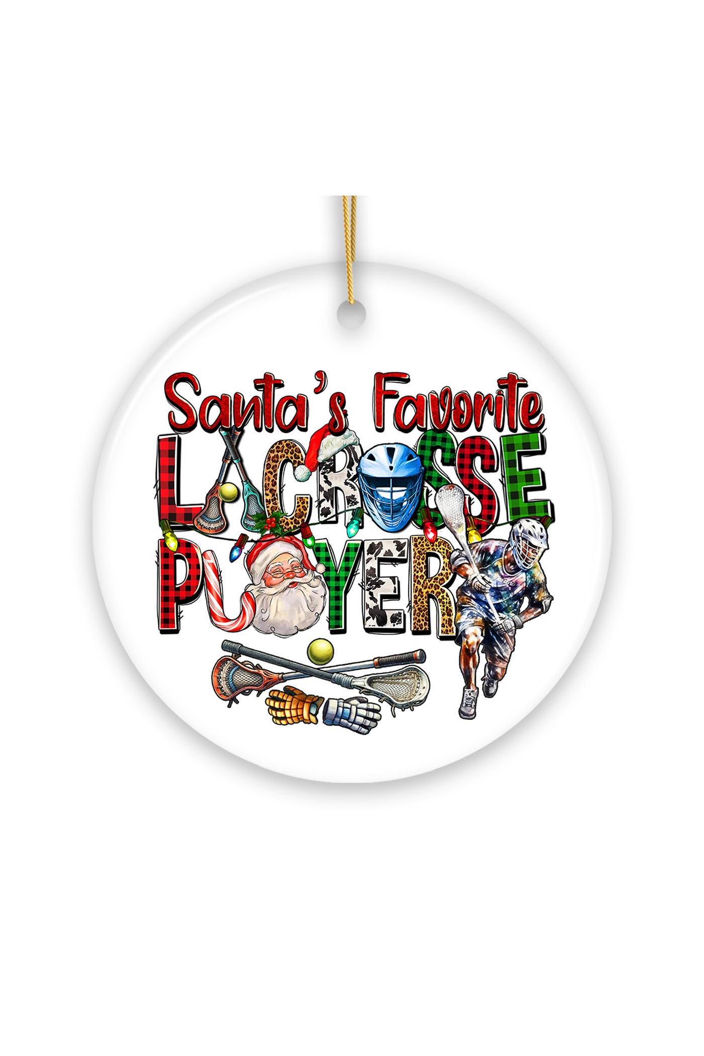 OrnamentallyYou Santas Favorite Lacrosse Player Plaid Ornament | Nordstrom