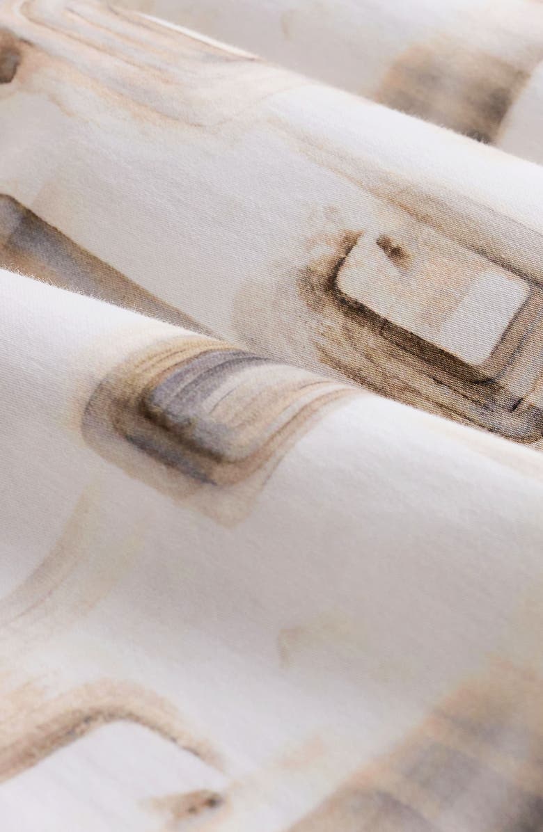 Bugatchi Vero Shaped Fit Abstract Print Short Sleeve Stretch Cotton Button-Up Shirt, Alternate, color, Desert