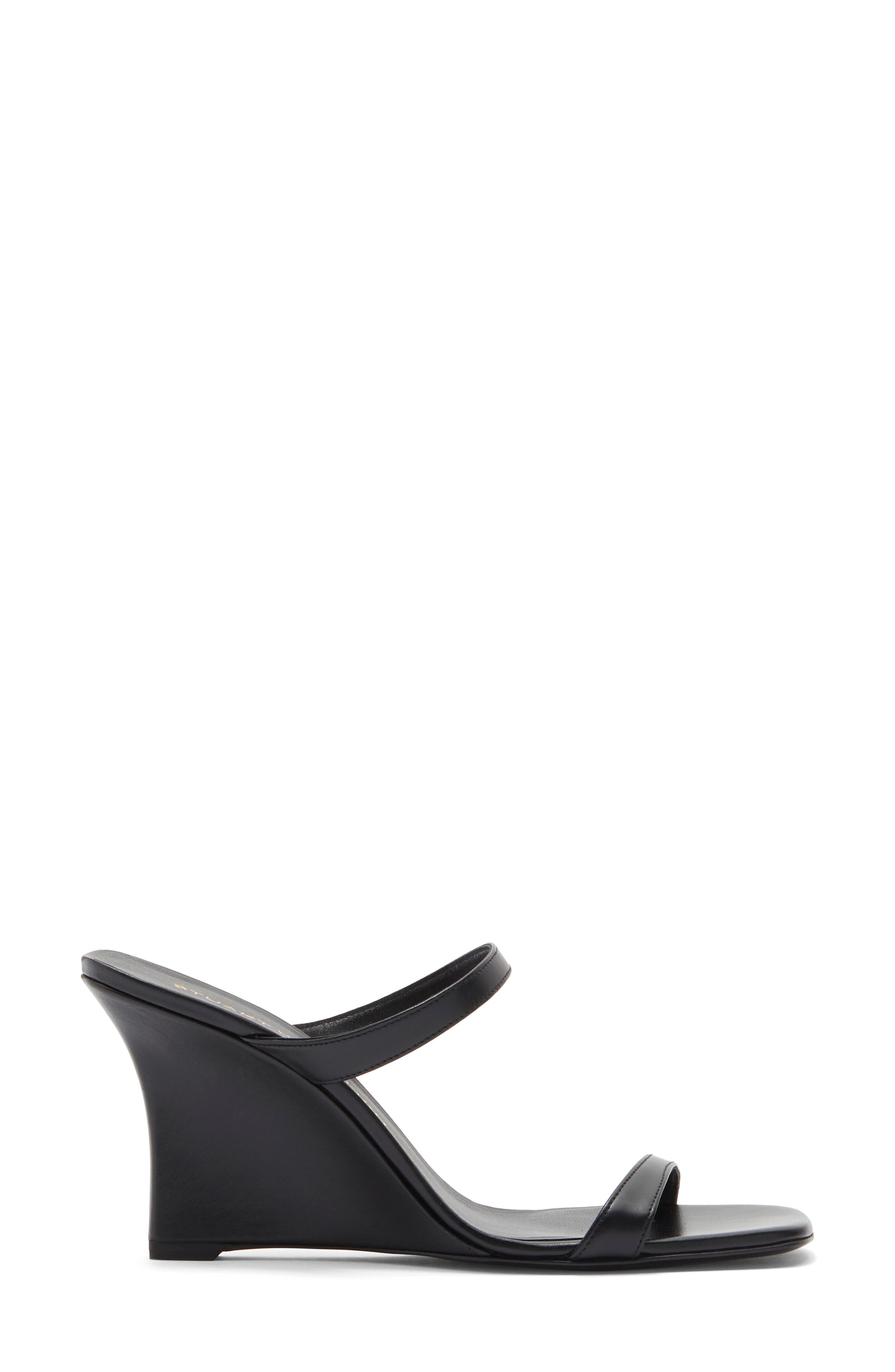 Stuart Weitzman Vinnie Wedge Slide 85 Sandal, Alternate, color, Black Smooth Calf