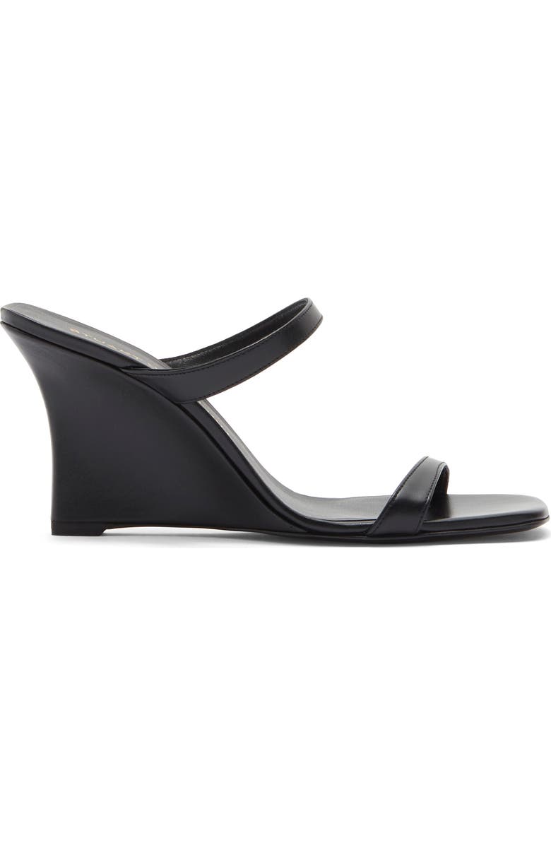Stuart Weitzman Vinnie Wedge Slide 85 Sandal, Alternate, color, Black Smooth Calf
