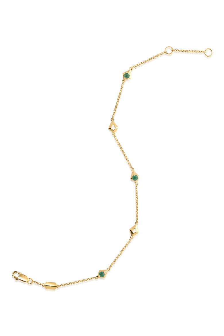 Elegance Emerald Geometric Station Bracelet, Alternate, color, EMERALD/ 14K YELLOW GOLD