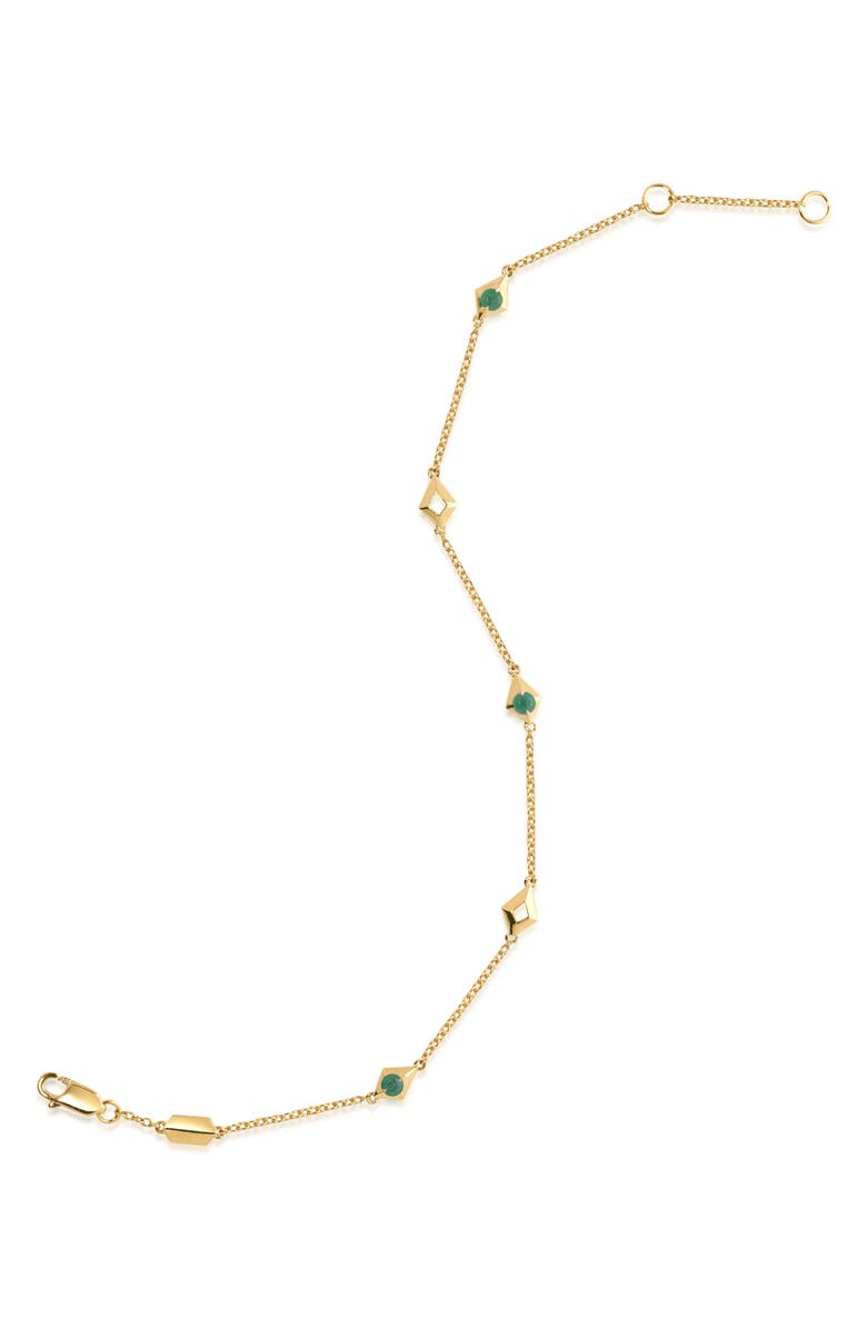 VALANI ATELIER Elegance Emerald Geometric Station Bracelet, Alternate, color, Emerald/ 14K Yellow Gold