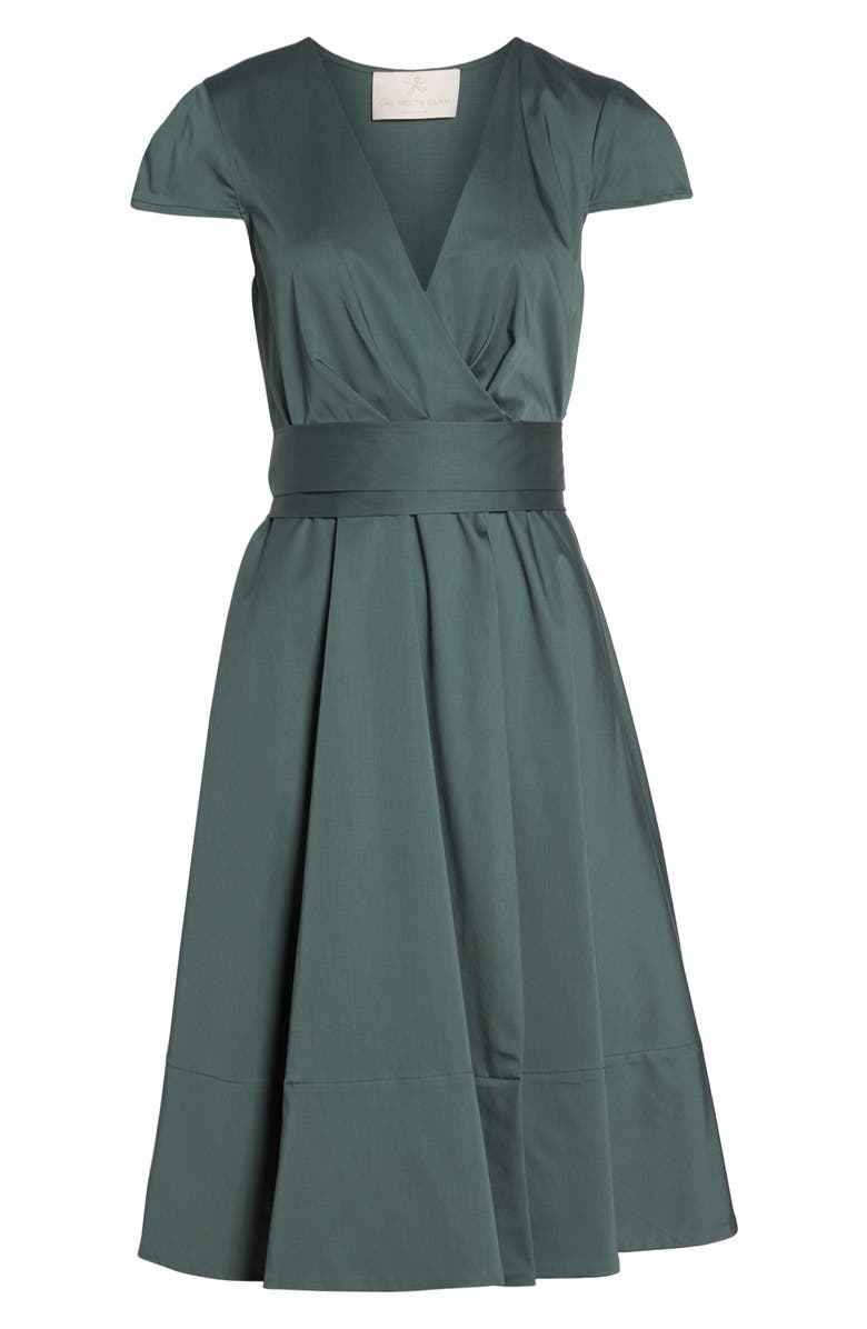 Gal Meets Glam Collection Addison Cotton Tie Waist Fit & Flare Wrap Dress, Alternate, color,