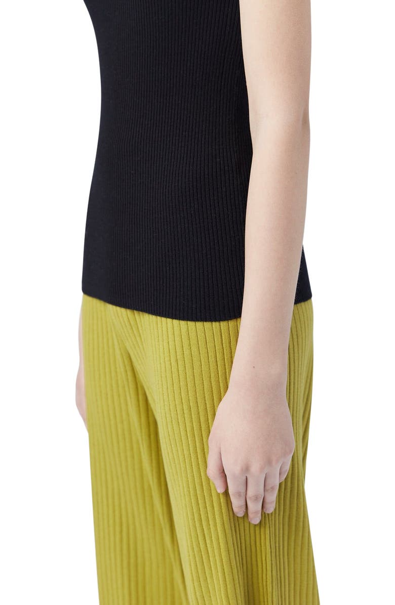 GOBI Mongolian Cashmere Ribbed Cotton Silk Cashmere Blend Tank Top, Alternate, color, Black
