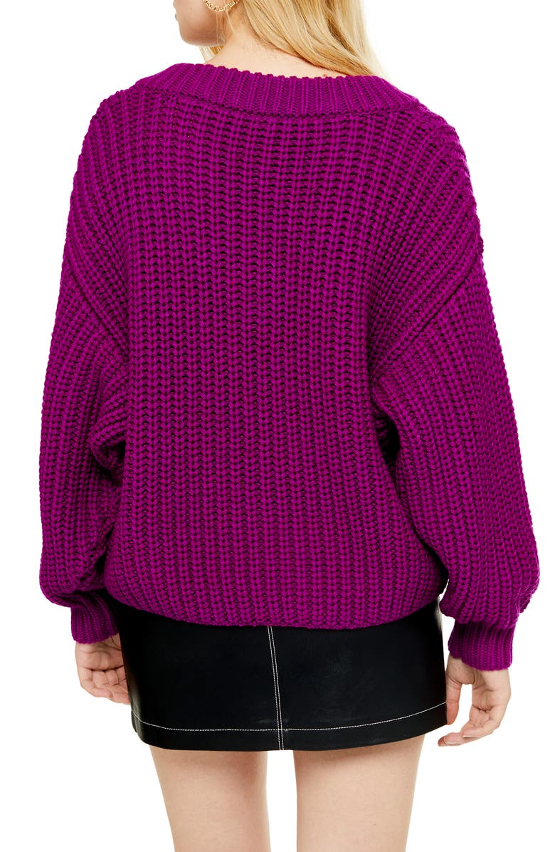 Topshop Oversize V-Neck Sweater, Alternate, color, 