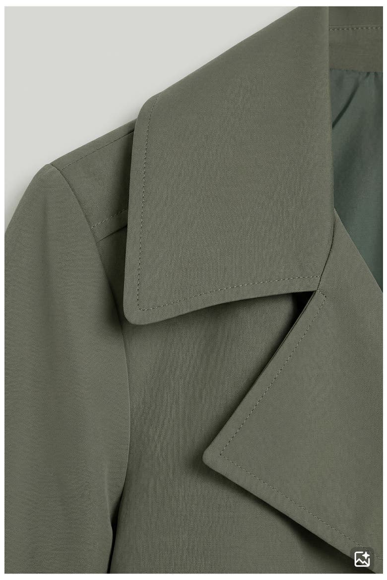 Amina Tie Waist Water Repellent Coat, Alternate, color, SAGE
