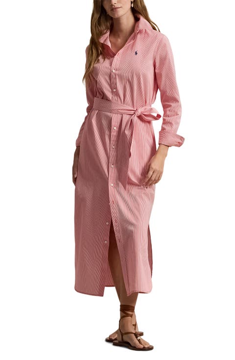 Tie Waist Long Sleeve Maxi Shirtdress
