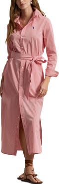 Polo Ralph Lauren Tie Waist Long Sleeve Maxi Shirtdress