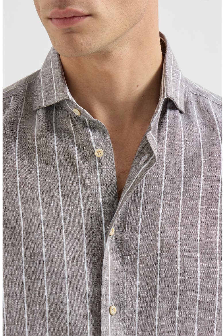 Chalk stripe shirt, Alternate, color, Hazelnut