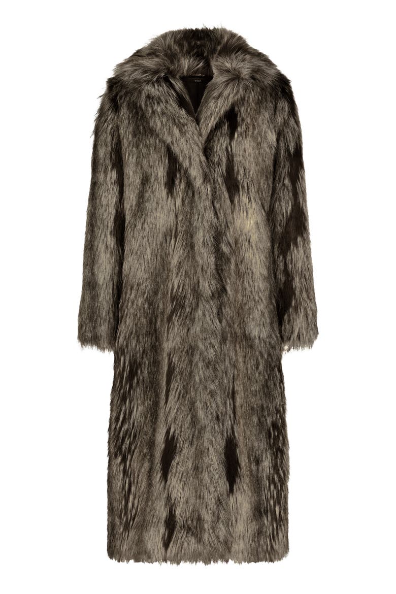 Fur-Free Fox (Faux Fur) Long Coat, Alternate, color, SILVER