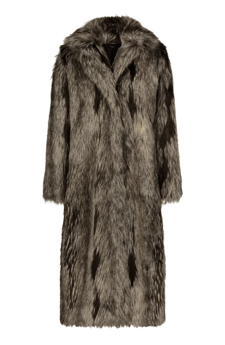 Lyla Grant Fur-Free Fox (Faux Fur) Long Coat, Alternate, color, Silver