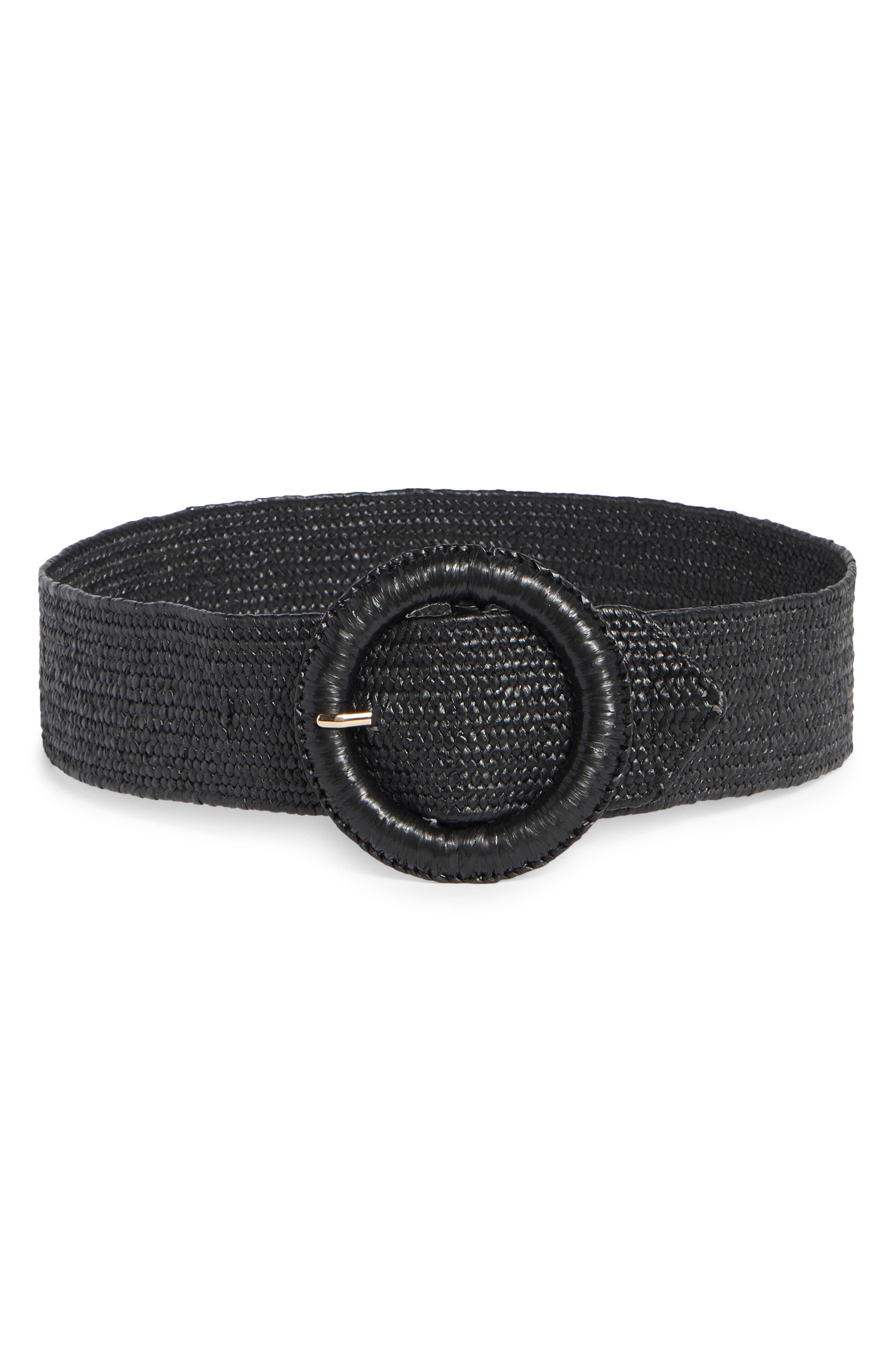 NORDSTROM RACK Stretch Woven Circular Buckle Belt