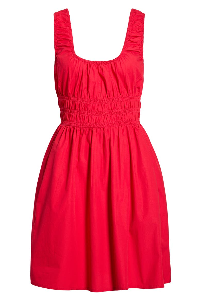 Sunseeker Smocked Waist Sleeveless Minidress, Alternate, color, TANGO RED