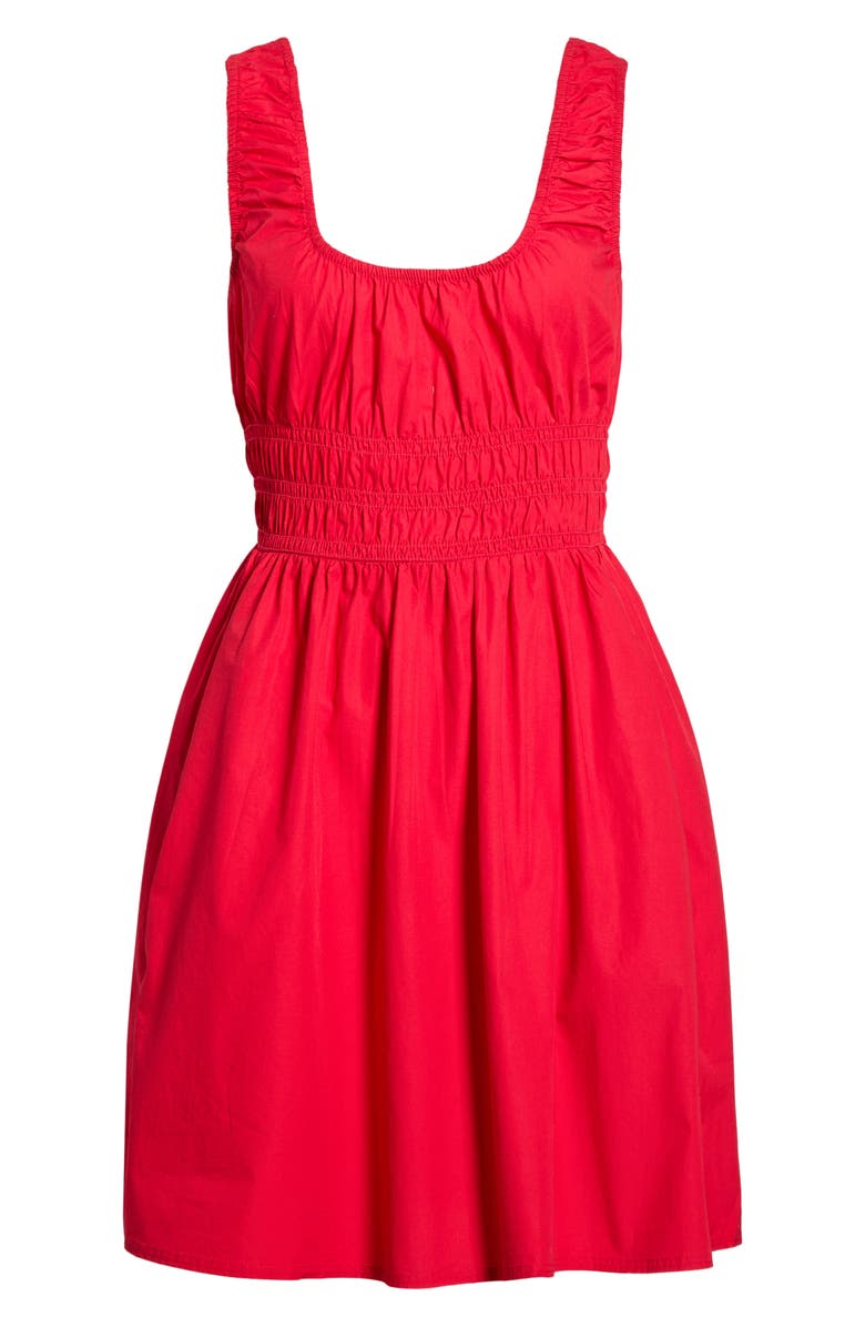 Faherty Sunseeker Smocked Waist Sleeveless Minidress, Main, color, Tango Red