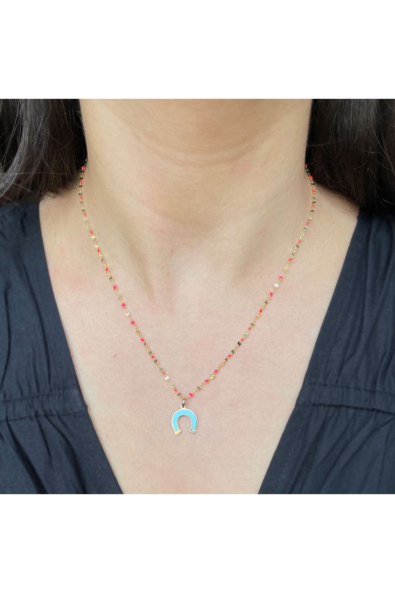 Turquoise Horseshoe Charm, Alternate, color, Turquoise