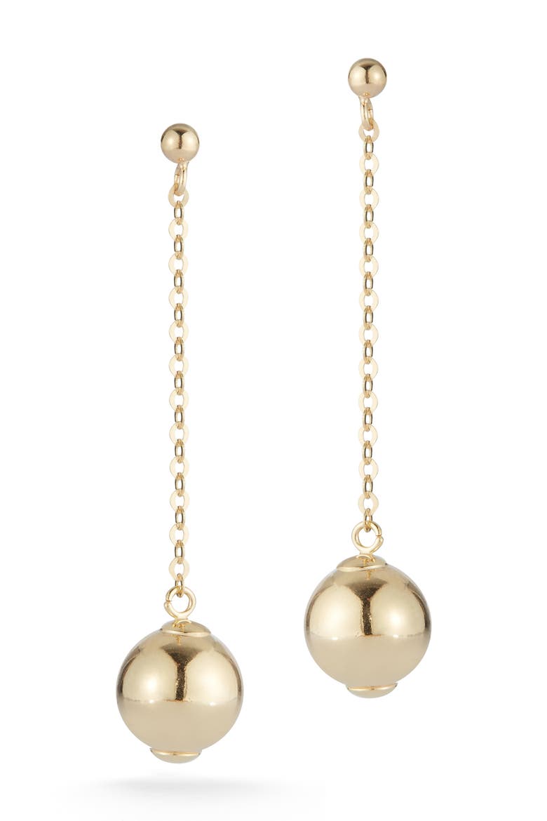 14K Ball Drop Earrings, Main, color, GOLD