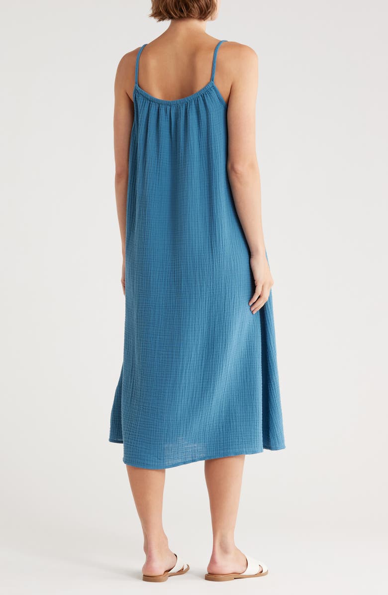 Eileen Fisher Organic Cotton Gauze Cami Maxi Dress, Alternate, color, Cascade