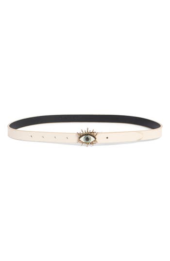 Kurt Geiger London Evil Eye Leather Belt In Brown