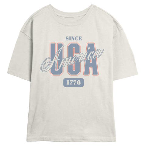 Junior's Since 1776 America USA Short Sleeve Skimmer T-Shirt