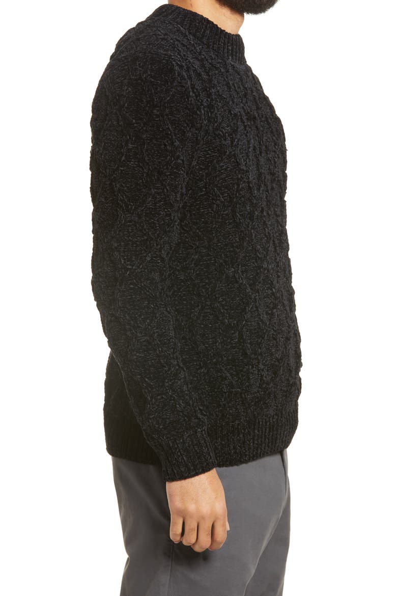 Regular Fit Chenille Pullover Sweater, Alternate, color, BLACK