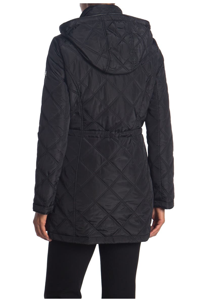 DKNY Cinch Waist Quilt Jacket with Hood, Alternate, color, 