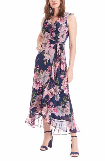 London Times Femme Floral Yoryu Ruffle Hem Dress