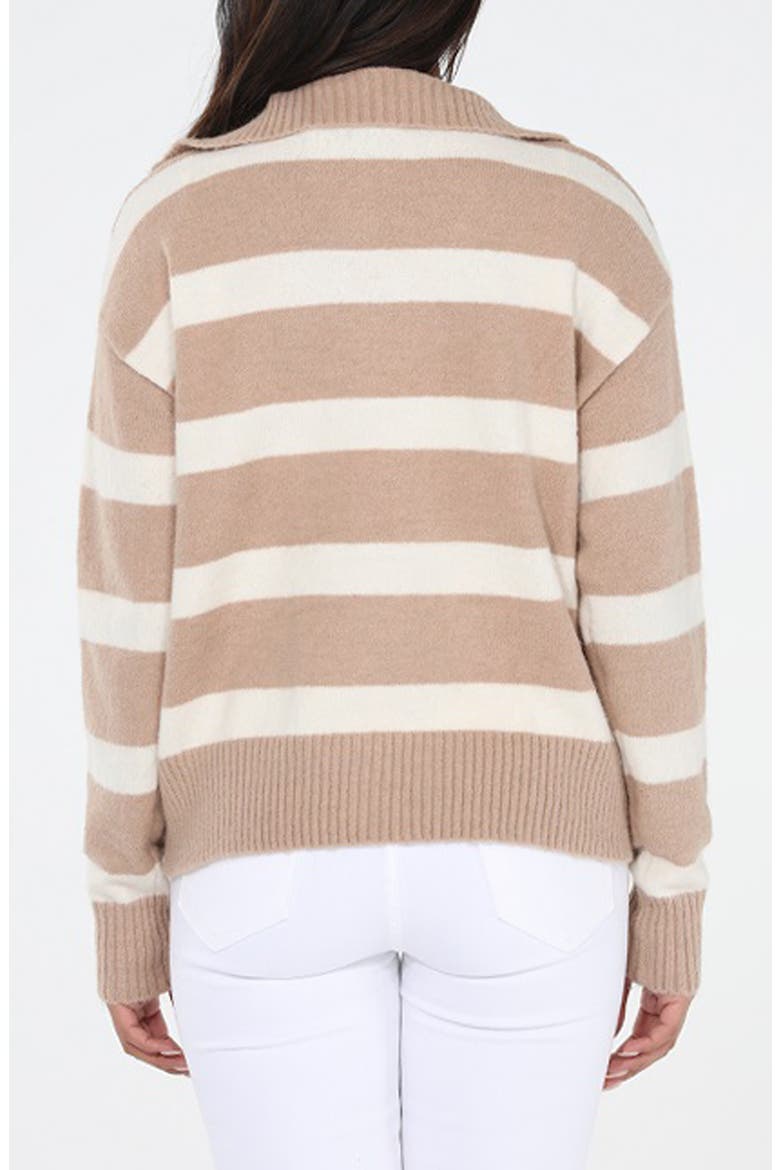 Stripe Knit Polo Sweater, Alternate, color, CAMEL