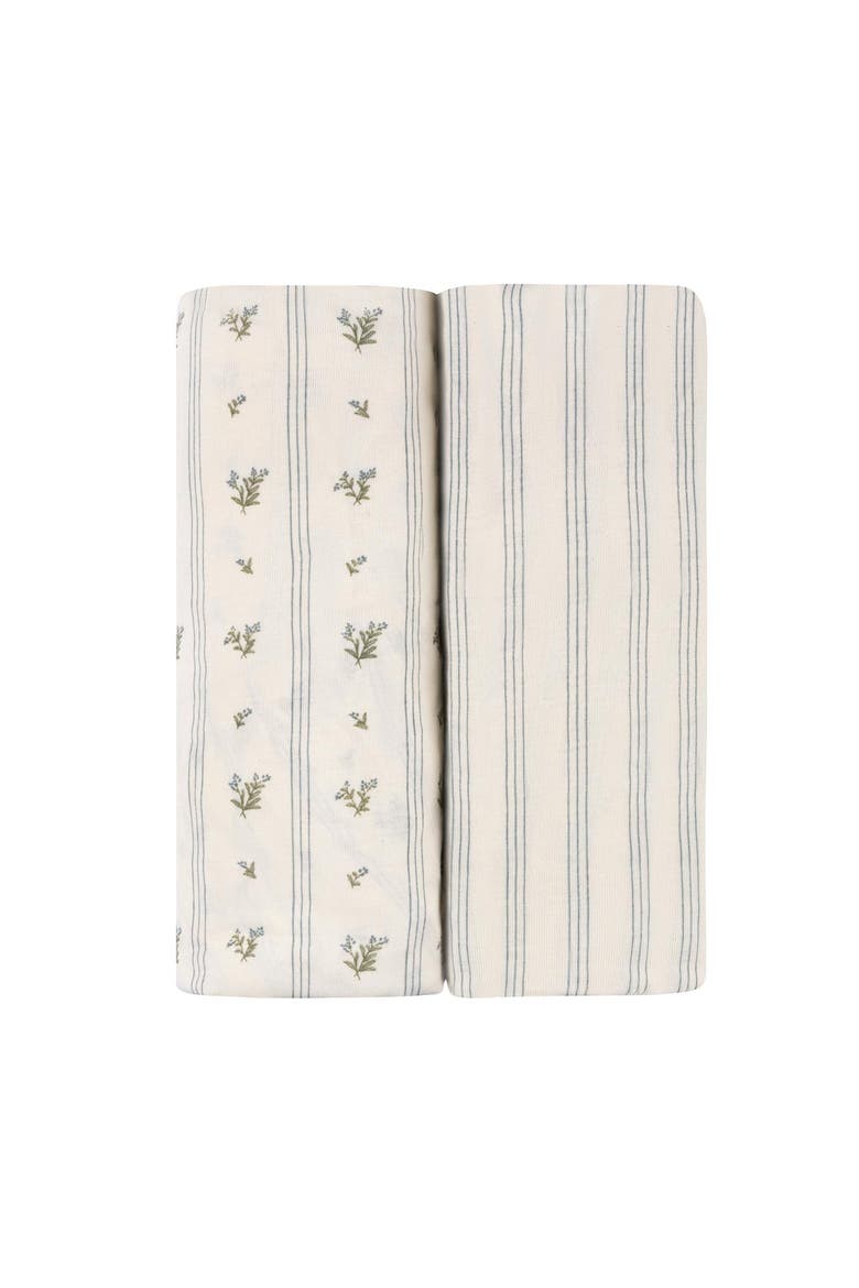 Baby Fitted Pack n Play - Mini Crib Sheet 2 Packs, Main, color, Linear Berry Leaf
