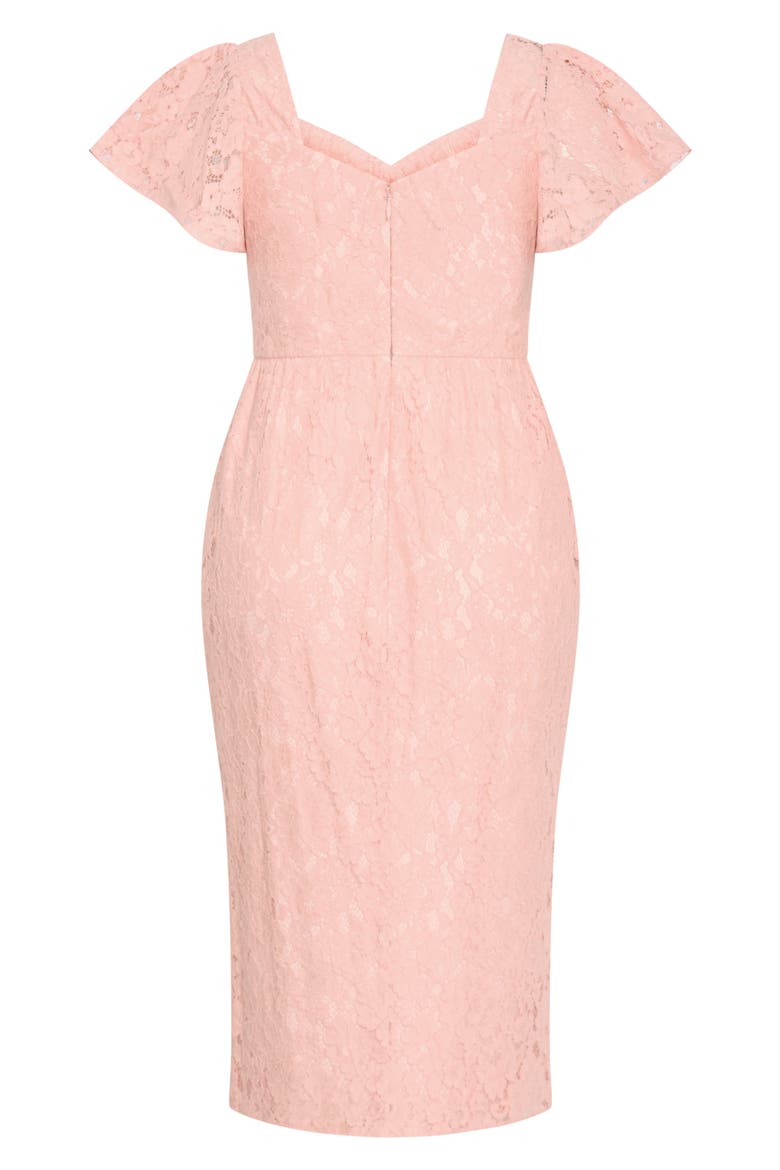 Maisie Flutter Sleeve Lace Dress, Alternate, color, BALLET PINK
