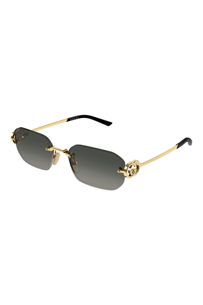 GG2228S 57mm Polarized Gradient Rectangle Sunglasses, Alternate, color, GOLD