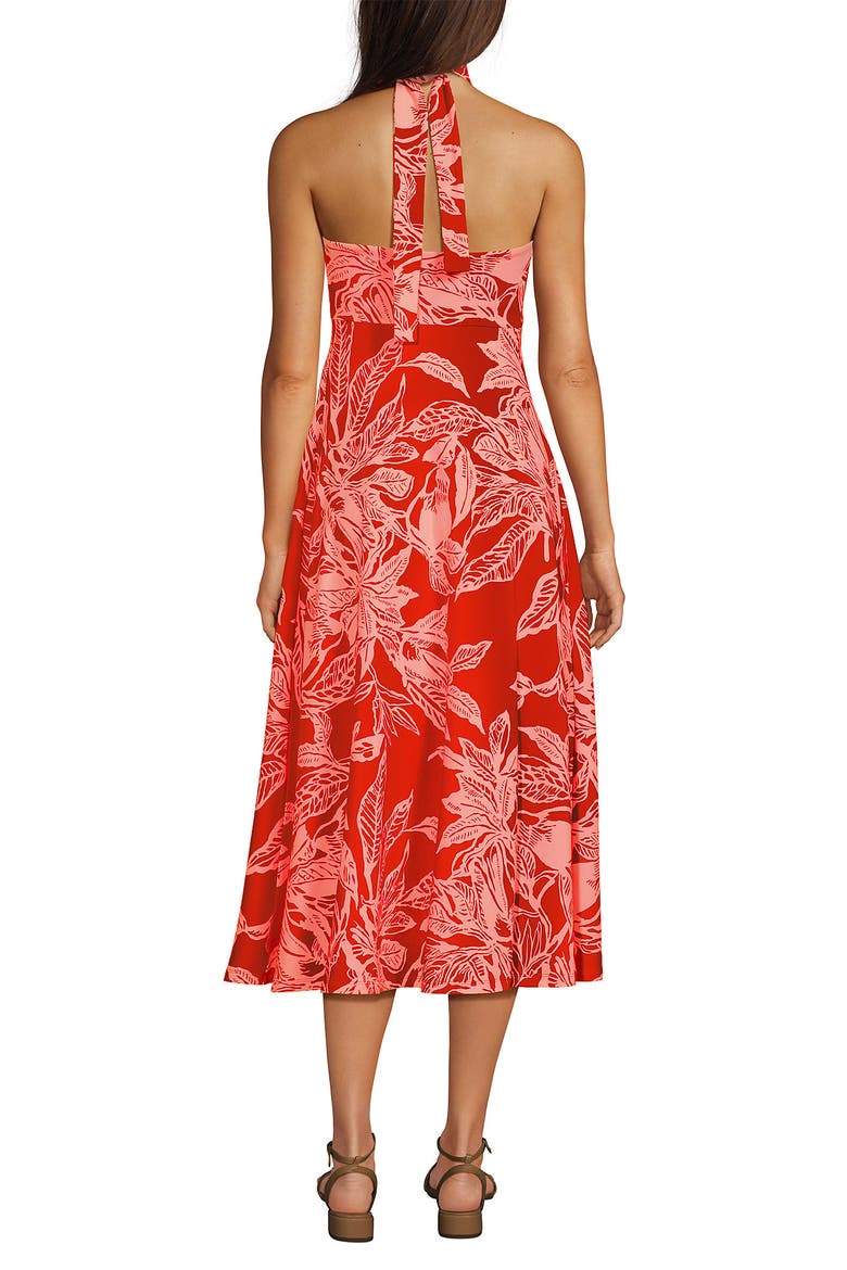 Cotton Modal Halter Midi Dress, Alternate, color, Mandarin Orange Etched Leaves