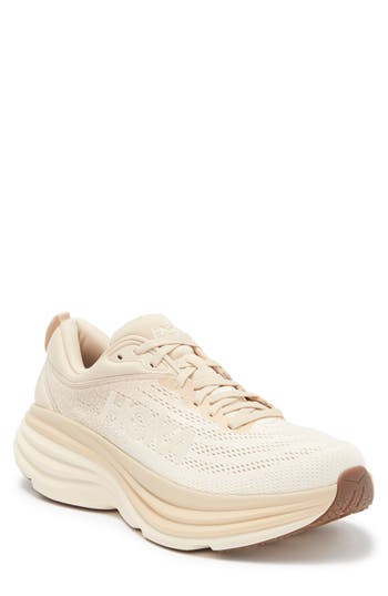 Hoka One One M Bondi 8 Man Sneakers Beige Size 9 Textile Fibers In Animal Print
