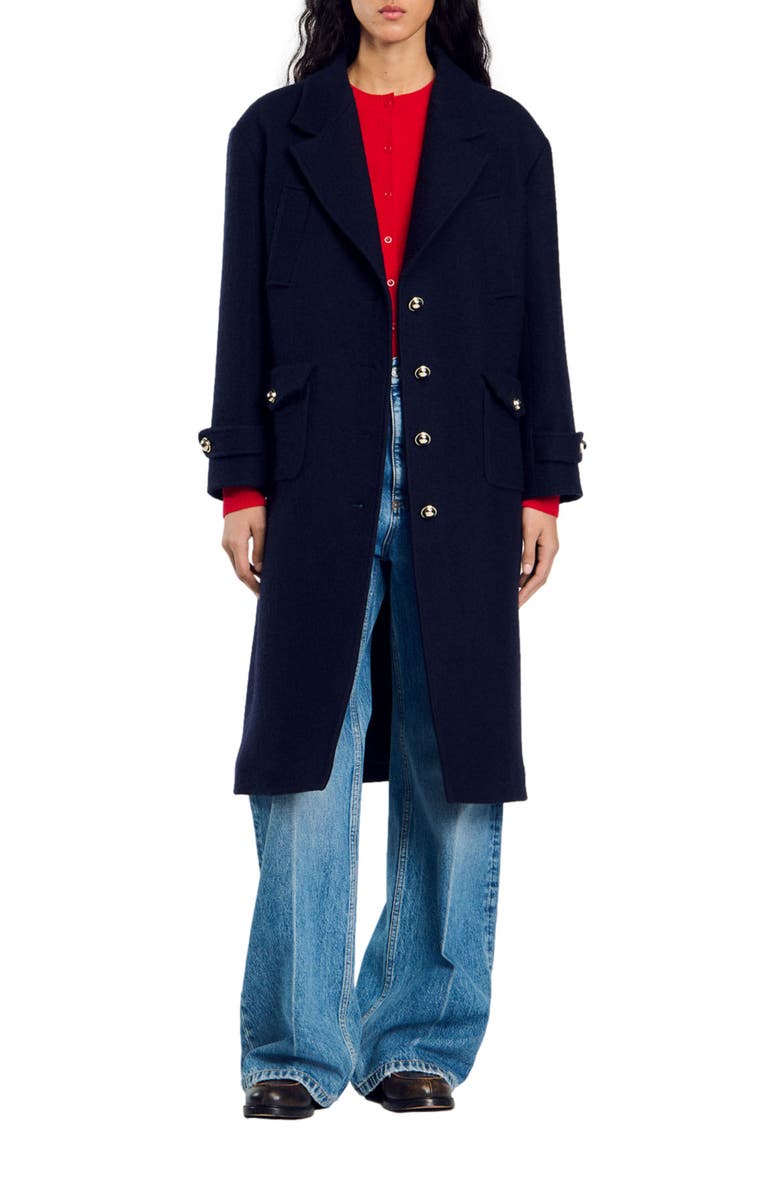 SANDRO Long oversized coat, Main, color, 