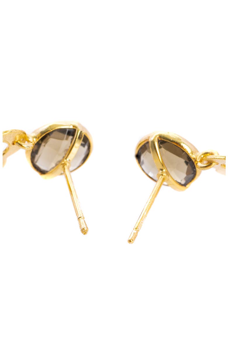 Quatrefoil Stone Drop Earrings, Alternate, color, BROWN