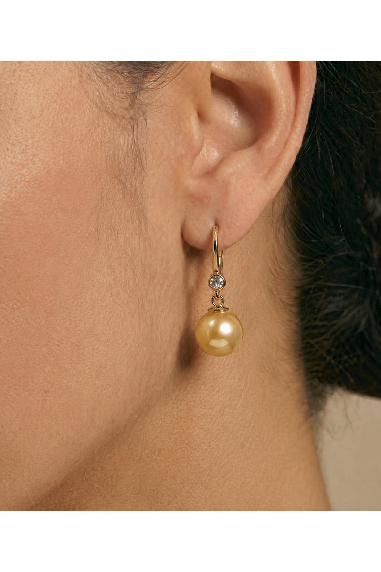 Golden Pearl & Diamond Michelle Earrings, Alternate, color, Yellow Gold