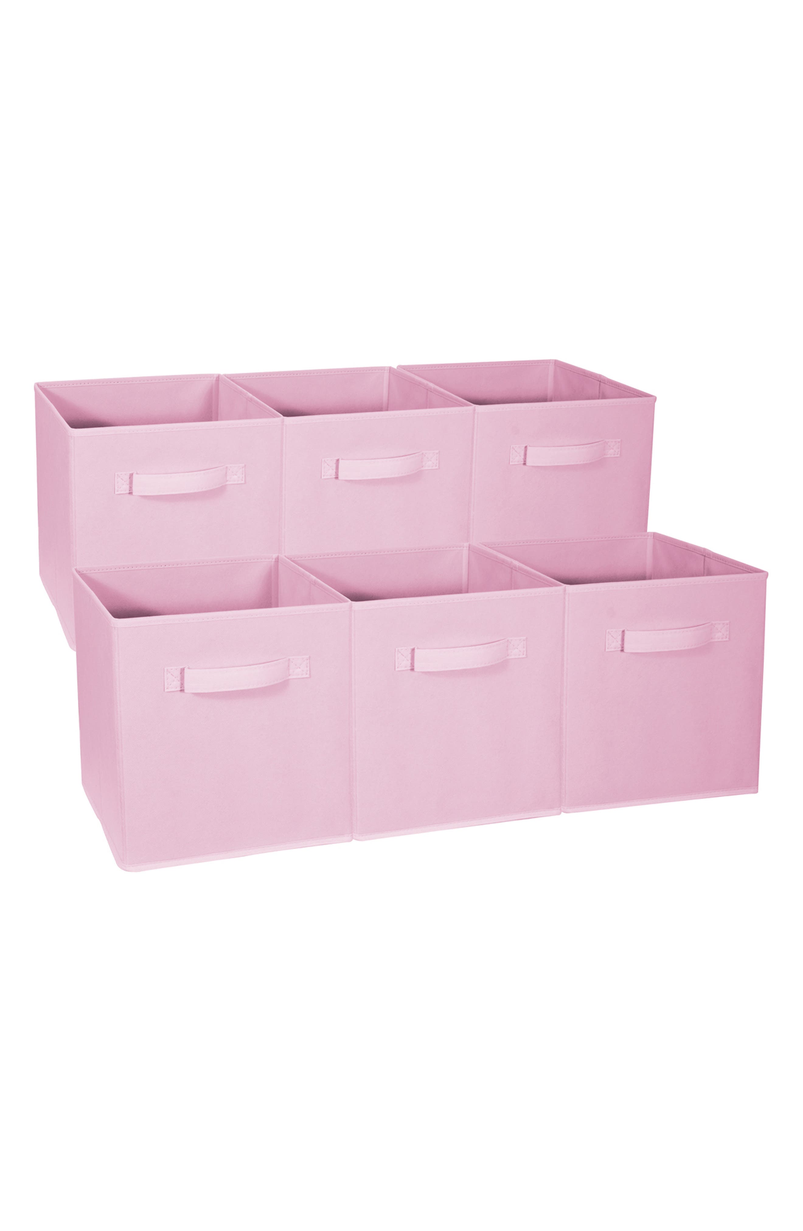 SORBUS Foldable Storage Cube Basket Bin - Set of 6 - Pastel Pink