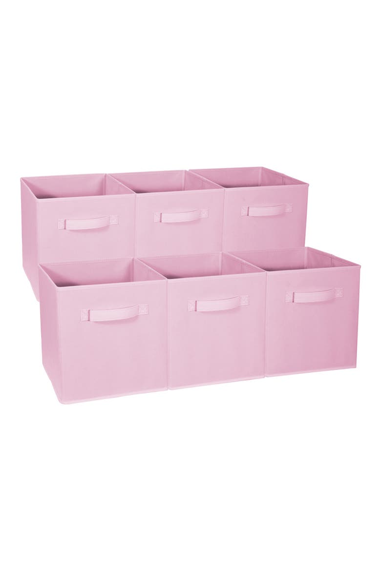 Foldable Storage Cube Basket Bin - Set of 6 - Pastel Pink, Main, color, PASTEL PINK