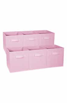 SORBUS Foldable Storage Cube Basket Bin - Set of 6 - Pastel Pink