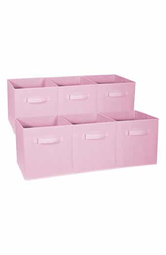 SORBUS Foldable Storage Cube Basket Bin - Set of 6 - Pastel Pink