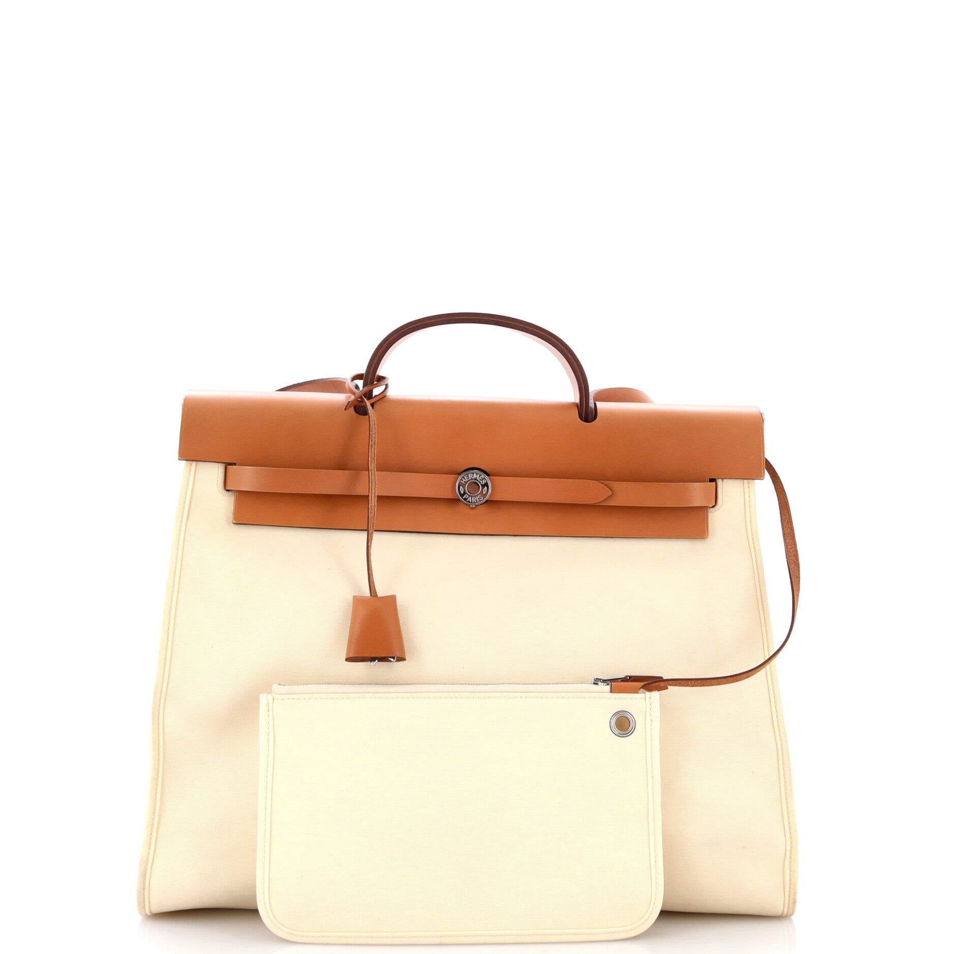 Herbag Zip Leather and Toile 39, Alternate, color, White