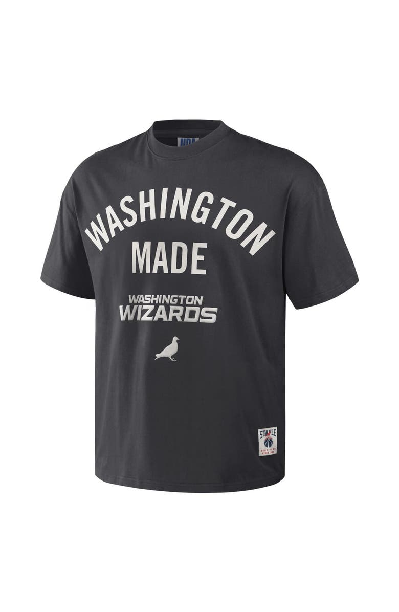 STAPLE Men's NBA x Staple Anthracite Washington Wizards Heavyweight Oversized T-Shirt, Alternate, color, 