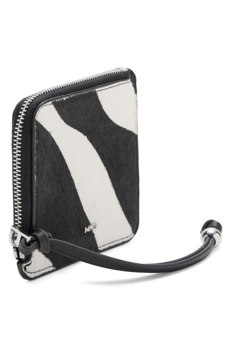 Zebra Print Genuine Calf Hair Wallet, Alternate, color, BLACK