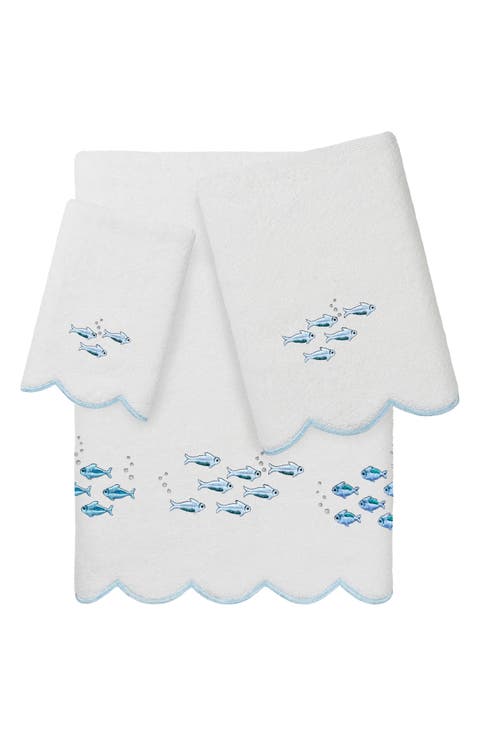 Fish School Scallop 3-Piece Hand Towel Set
