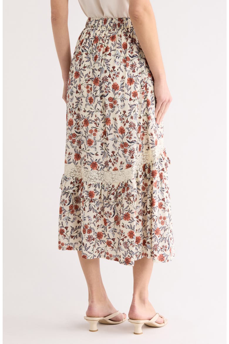 Ruffle Lace Inset Maxi Skirt, Alternate, color, IVORY- PINK FLEURETTE