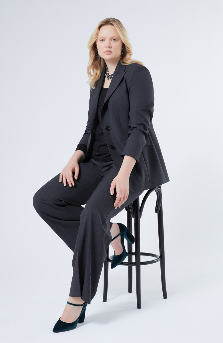 Marina Rinaldi Harem Pickstitch Detail Virgin Wool Blazer, Alternate, color, Dark Grey