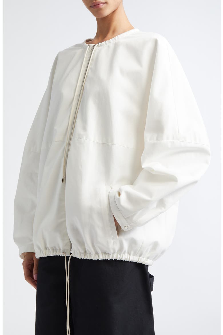 Bond Drawstring Cotton Canvas Bomber Jacket, Alternate, color, IVORY
