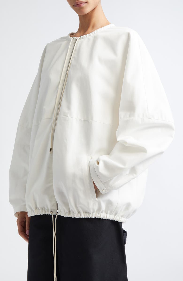 PARTOW Bond Drawstring Cotton Canvas Bomber Jacket, Alternate, color, Ivory