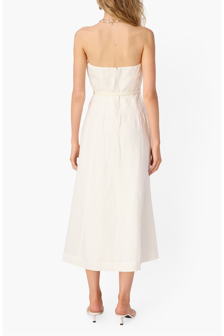 Yena Strapless Linen Dress, Alternate, color, MACADAMIA
